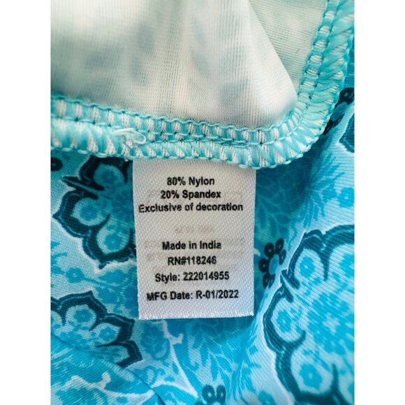 Cabana Life Talbots M Aqua & Blue Patterned Hooded Long-Sleeve Vacation Dress - Picture 15 of 16